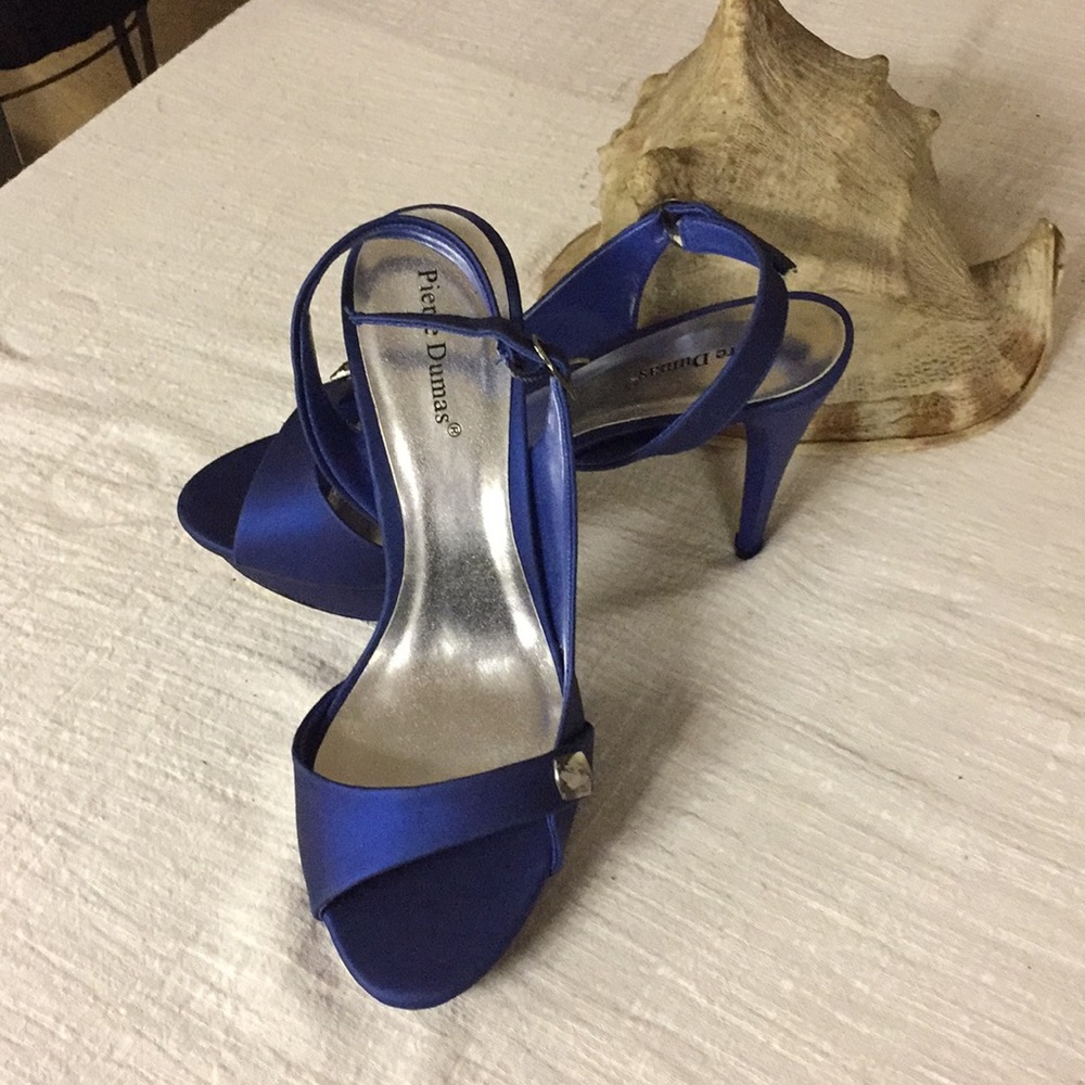 Blue Satan Stiletto sling Back Heels